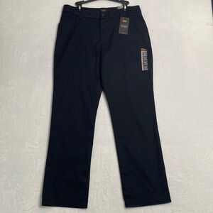 New Lee Women's Wrinkle Free Relaxed Fit Straight Leg Pant, Black, 14